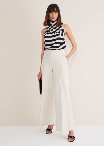 Phase Eight Celyn Wide Legs Trousers White Canada | LKGHJQ-402